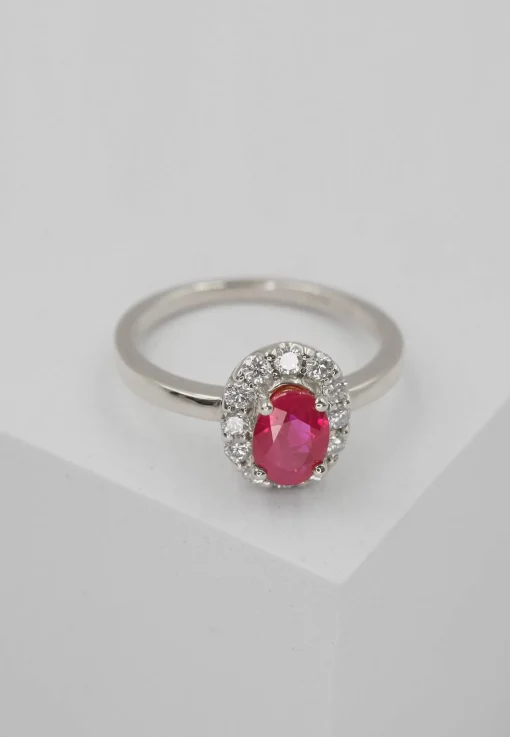 Ring Weissgold 750 Rubin 0.92ct.Brillanten 0.39ct. (56)