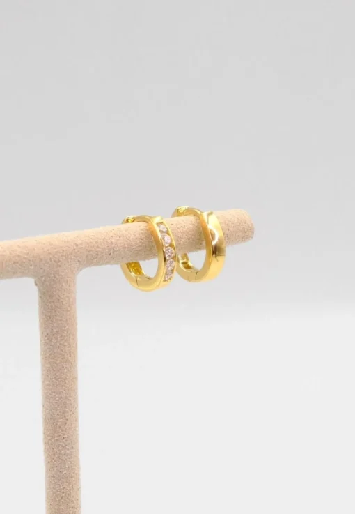 Scharnier-Creolen Gelbgold 750 Zirkonia 14mm