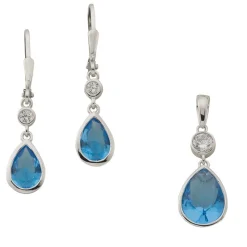 Schmuckset Silber 925 Zirkonia, 25x9mm