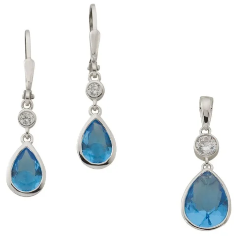 Schmuckset Silber 925 Zirkonia, 25x9mm