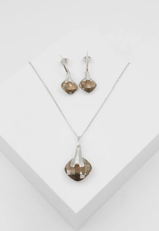 Schmuckset Silber 925 Zirkonia, 28x11mm