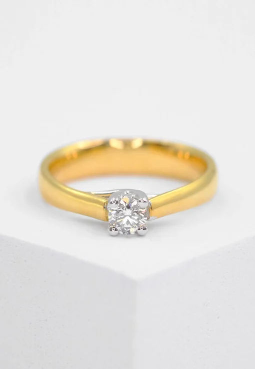 Solitaire Ring Diamant 0.50ct. Bicolor Gelb-/Weissgold