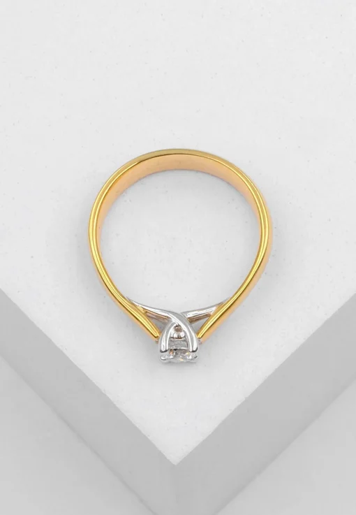 Solitaire Ring Diamant 0.50ct. Bicolor Gelb-/Weissgold