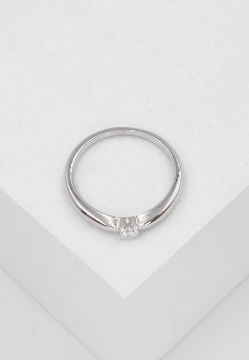 Solitaire Ring Diamant 0.10ct. Palladium-Weissgold 750