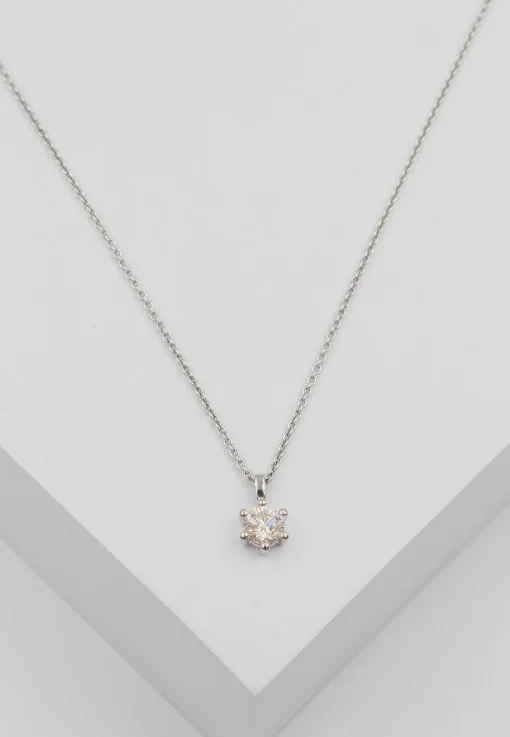 Solitär Anhänger 6-Griff-Fassung Weissgold 750 Diamant 0.50ct. 9x8mm