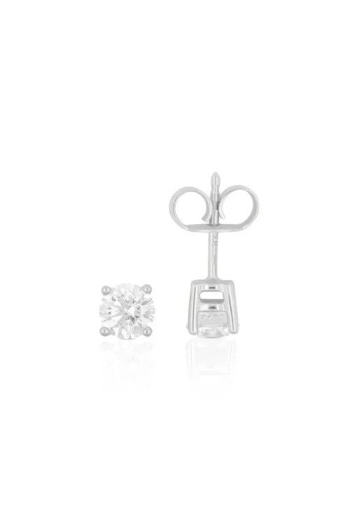 Solitär Ohrstecker 4-Griff-Fassung Weissgold 750 Brillanten 1.00ct. 6mm