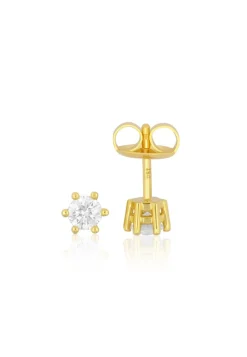Solitär Ohrstecker 6-Griff-Fassung Gelbgold 750 Brillanten 0.50ct. 6.5mm