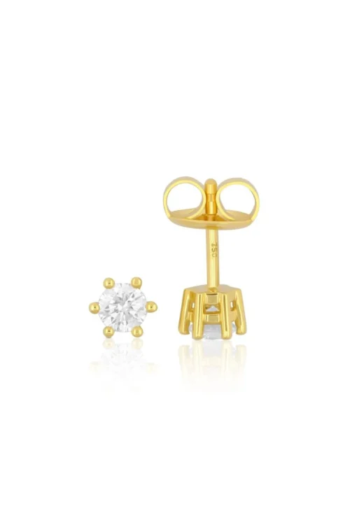Solitär Ohrstecker 6-Griff-Fassung Gelbgold 750 Brillanten 0.50ct. 6.5mm