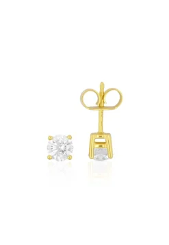 Solitär Ohrstecker 4-Griff-Fassung Gelbgold 750 Brillanten 1.00ct. 6mm