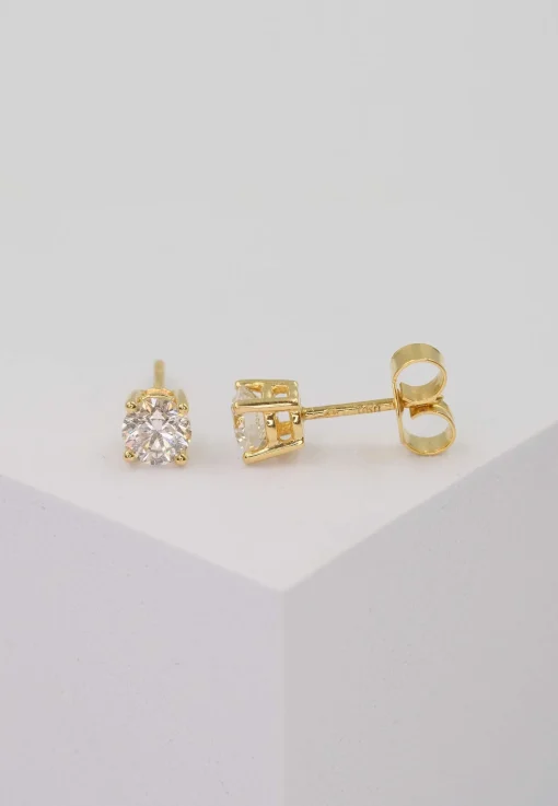 Solitär Ohrstecker 4-Griff-Fassung Gelbgold 750 Brillanten 1.00ct. 6mm