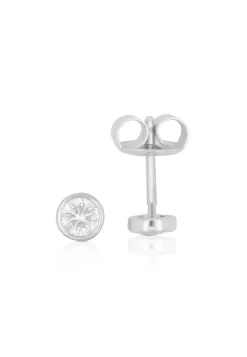 Solitär Ohrstecker Zargen-Fassung Weissgold 750 Brillanten 0.50ct. 6.5mm