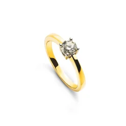 Solitär Ring 4-Griff-Fassung Gelbgold 750, Brillanten 0.33ct. Fassung Weissgold 750
