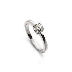 Solitär Ring 4-Griff-Fassung Weissgold 750, Brillant 0.33ct.