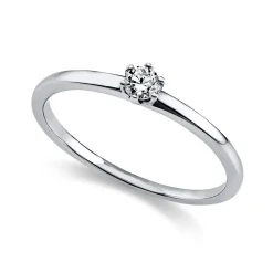 Solitär Ring 585/14K Weissgold Diamant 0.1ct.
