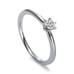 Solitär Ring 750/18K Weissgold/Platin 950 Diamant 0.2ct.