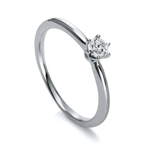 Solitär Ring 750/18K Weissgold/Platin 950 Diamant 0.2ct.