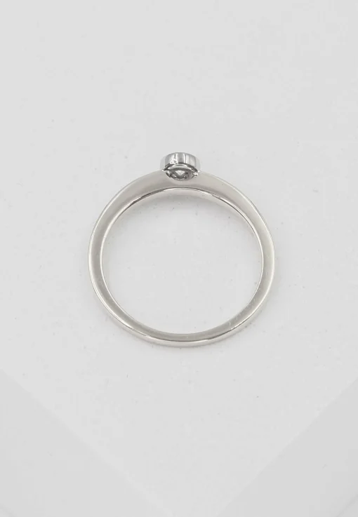 Solitär Ring Zargen-Fassung Weissgold 750, Brillant 0.15ct. (54)