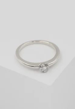 Solitär Ring Zargen-Fassung Weissgold 750, Brillant 0.15ct. (54)