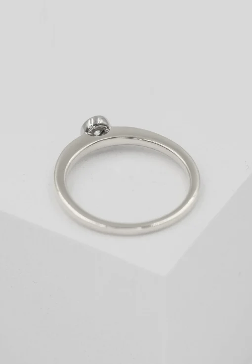 Solitär Ring Zargen-Fassung Weissgold 750, Brillant 0.15ct. (54)