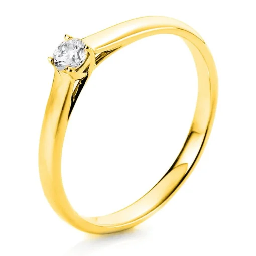 Solitär-Ring 585/14K Gelbgold Diamant 0.15ct.