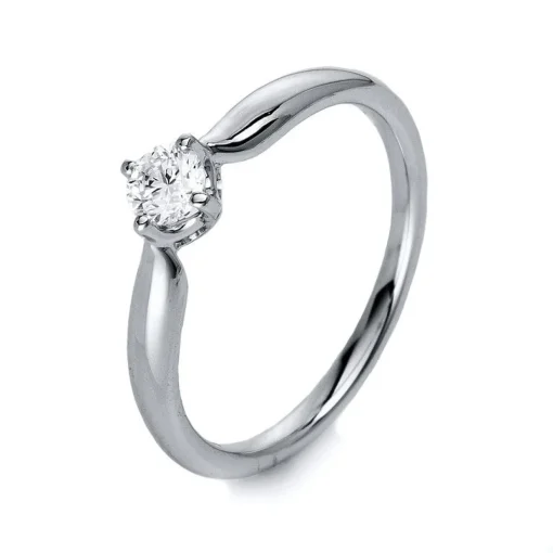 Solitär-Ring 585/14K Weissgold Diamant 0.25ct.