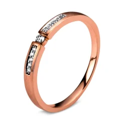 Trauring 585/14K Weissgold/Rotgold Diamant 0.07ct.