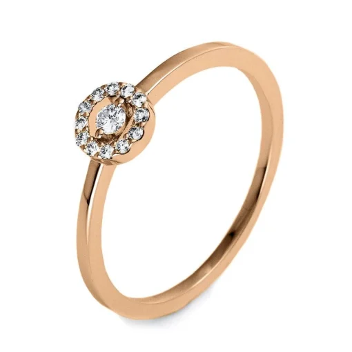 Verlobungsring 585/14K Roségold Diamant 0.12ct.