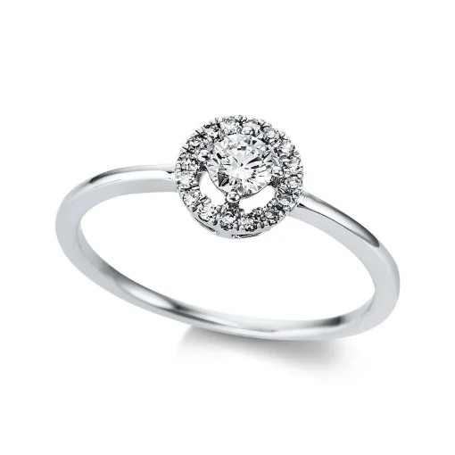 Verlobungsring 750/18K Weissgold Diamant 0.39ct.