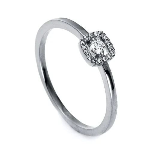 Verlobungsring 750/18K Weissgold Diamant 0.11ct.