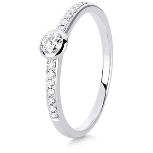 Verlobungsring 585/14K Weissgold Diamant 0.24ct.